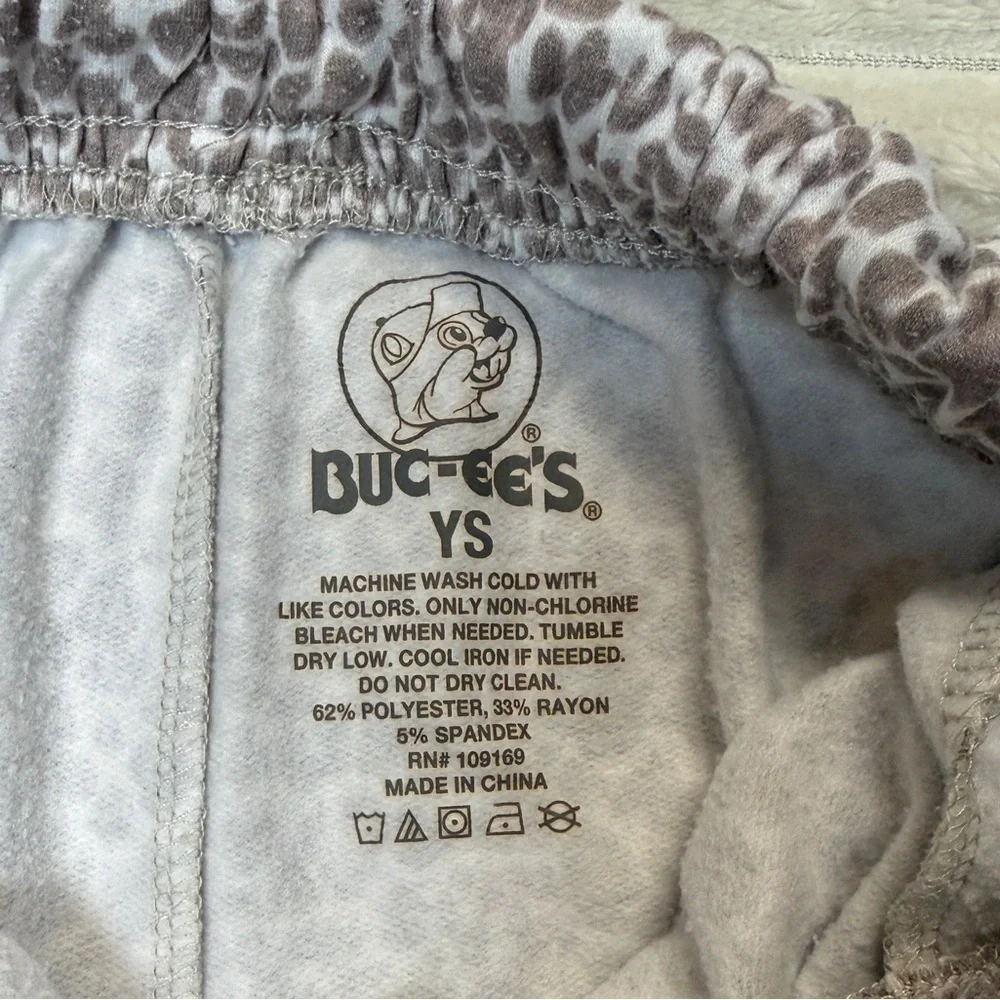 Buc-ees: Girl's Leopard Print Joggers with Pink Buc-ees Logo, Size YS